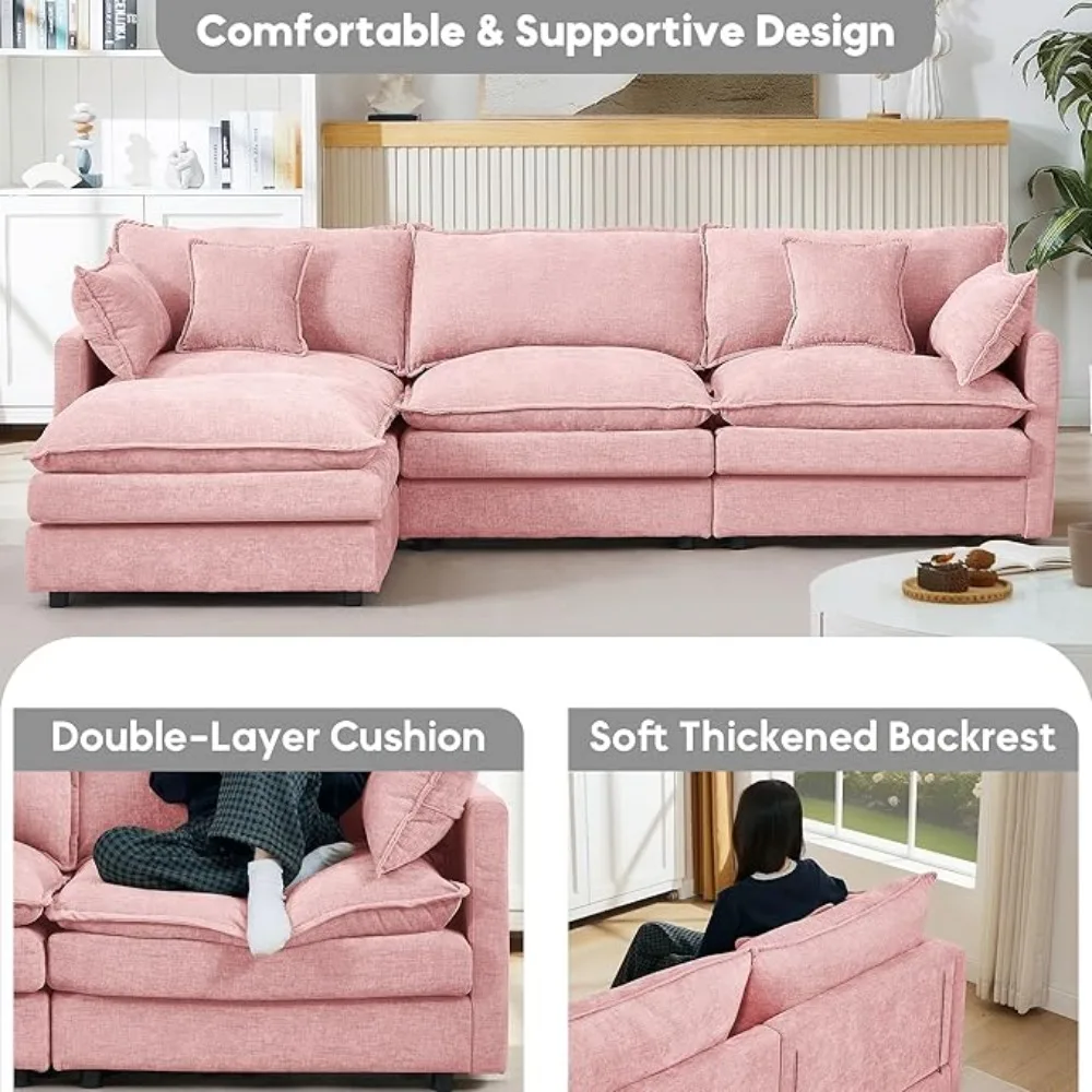 102" L Shaped ular Sectional Soa, Comy Upholstery Chenille Cloud Couch with Ottoman, ern 4-Seat Deep Seat Soa with Pillow or Liv
102" L Shaped ular Sectional Soa, Comy Upholstery Chenille Cloud Couch with Ottoman, ern 4-Seat Deep Seat Soa with Pillow or Liv