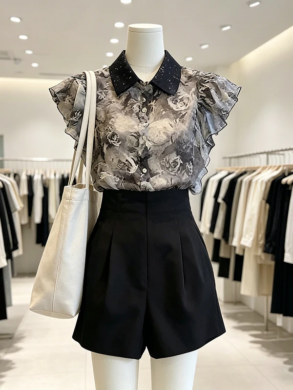 Floral Print High Waist Slimming Suit Short Pants Two Piece Set Women's Summer Fashion Casual Wear Polyester Blend Material
Floral Print High Waist Slimming Suit Short Pants Two Piece Set Women's Summer Fashion Casual Wear Polyester Blend Material