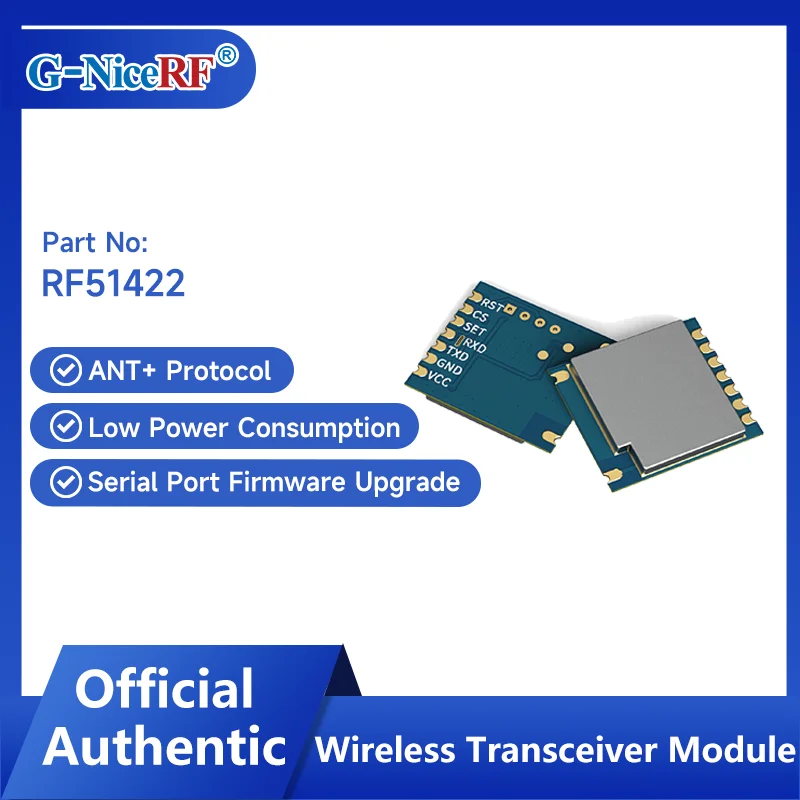 G-NiceRF | 2PCS RF51422 ANT+ Uart RF Transceiver Module Adopts SOC Chip Small Size
G-NiceRF | 2PCS RF51422 ANT+ Uart RF Transceiver Module Adopts SOC Chip Small Size