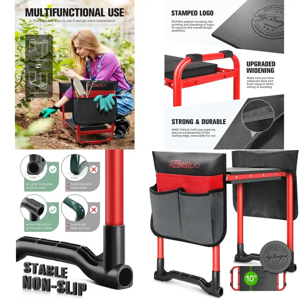 Heavy-Duty Garden Kneeler & Seat with 10 Wide Seat, Upgraded for Stability and Comfort, Prevents Knee and Back Pain, Includes 2
Heavy-Duty Garden Kneeler & Seat with 10 Wide Seat, Upgraded for Stability and Comfort, Prevents Knee and Back Pain, Includes 2