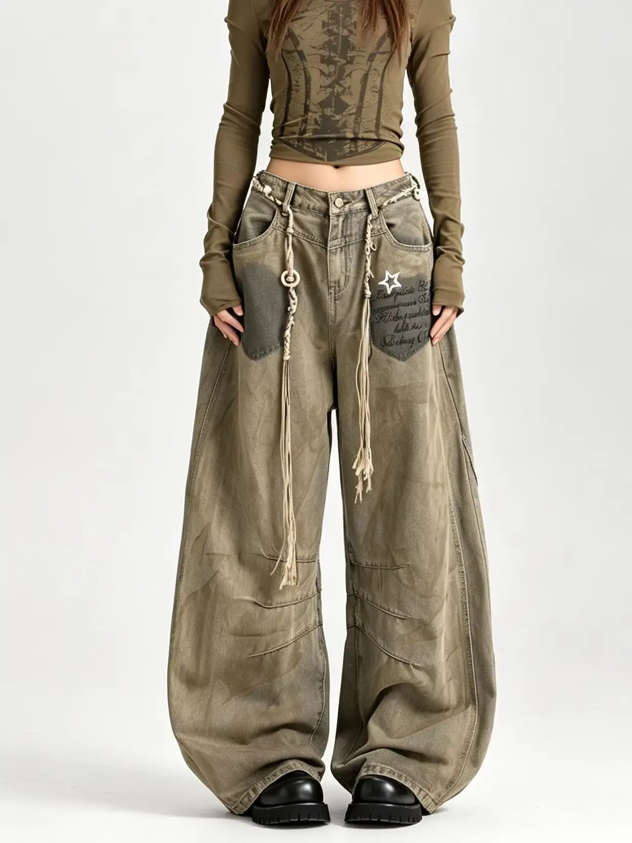 Women's Khaki Casual Denim Jeans Cargo Y2K American High Street Harajuku 90S Aesthetic Vintage Wide Leg Denim Pants Long Clothes
Women's Khaki Casual Denim Jeans Cargo Y2K American High Street Harajuku 90S Aesthetic Vintage Wide Leg Denim Pants Long Clothes