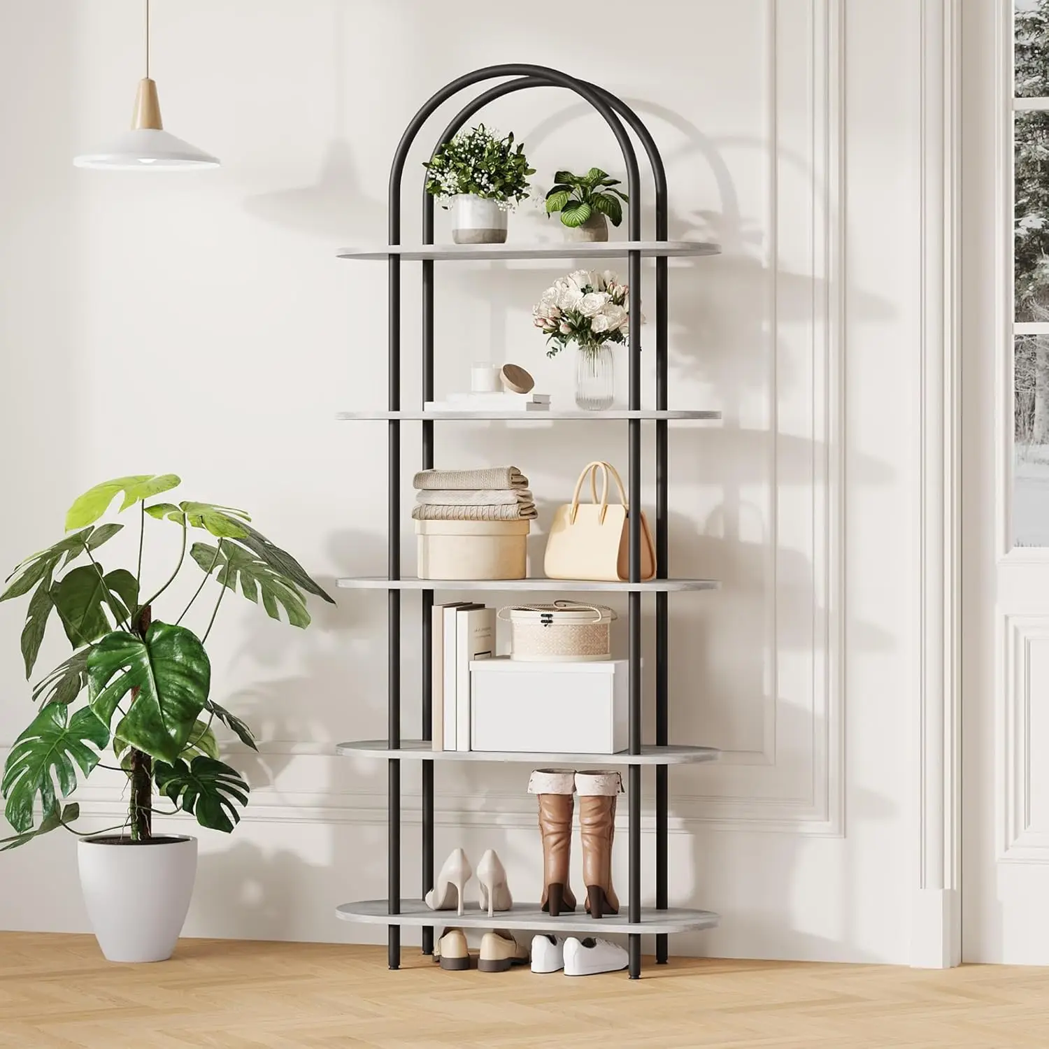 5-Tier Industrial Bookshelf 71 Inch Tall Metal Arch Bookcase with Open Adjustable Shelves Sturdy Storage Organizer for Home
5-Tier Industrial Bookshelf 71 Inch Tall Metal Arch Bookcase with Open Adjustable Shelves Sturdy Storage Organizer for Home