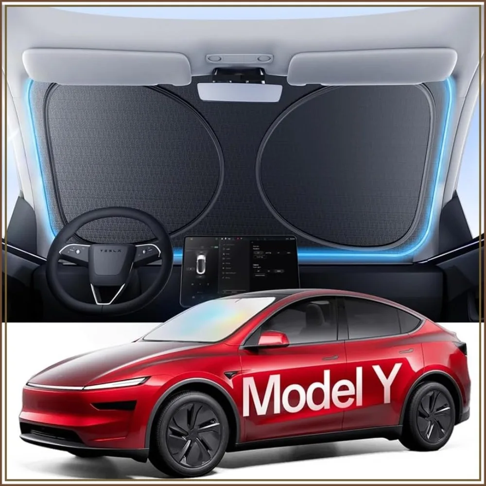Custom Fit Windshield Sun Shade for Tesla Model Y 2020-2026, 100% UV Block & Heat Insulation, Foldable with Storage Bag
Custom Fit Windshield Sun Shade for Tesla Model Y 2020-2026, 100% UV Block & Heat Insulation, Foldable with Storage Bag