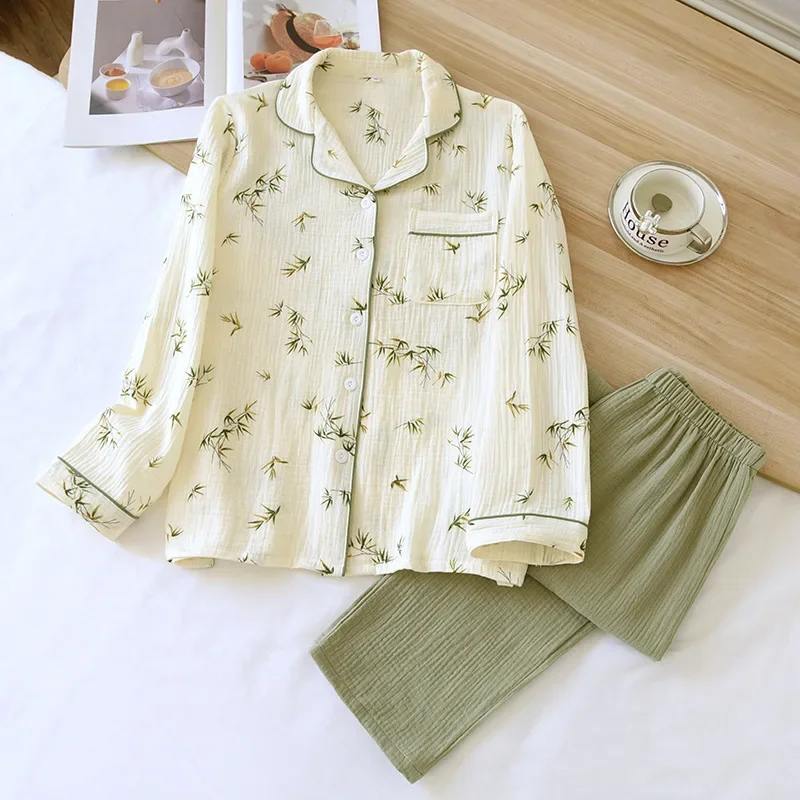 2025 New Spring/Summer Women's Pajama Set 100% Cotton Crepe Long Sleeve Long Pants Large Home Clothes Two Piece Set Sleepwear
2025 New Spring/Summer Women's Pajama Set 100% Cotton Crepe Long Sleeve Long Pants Large Home Clothes Two Piece Set Sleepwear