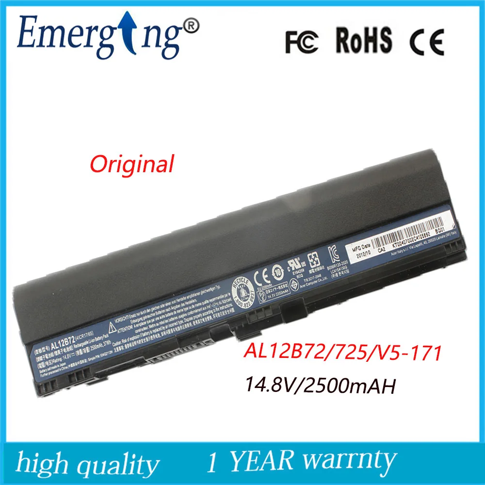 4Cell 14.8V 2500mah Original New Laptop Battery for Acer AL12B72 Aspire 725 726 V5-171 V5-121 V5-131
4Cell 14.8V 2500mah Original New Laptop Battery for Acer AL12B72 Aspire 725 726 V5-171 V5-121 V5-131