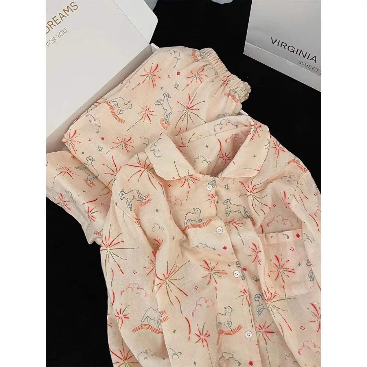 Korean Sle Sweet Cute Print Spwear Set Women's Long Sve Long Pants Home Clothes Spring Autumn New Arrival
Korean Sle Sweet Cute Print Spwear Set Women's Long Sve Long Pants Home Clothes Spring Autumn New Arrival