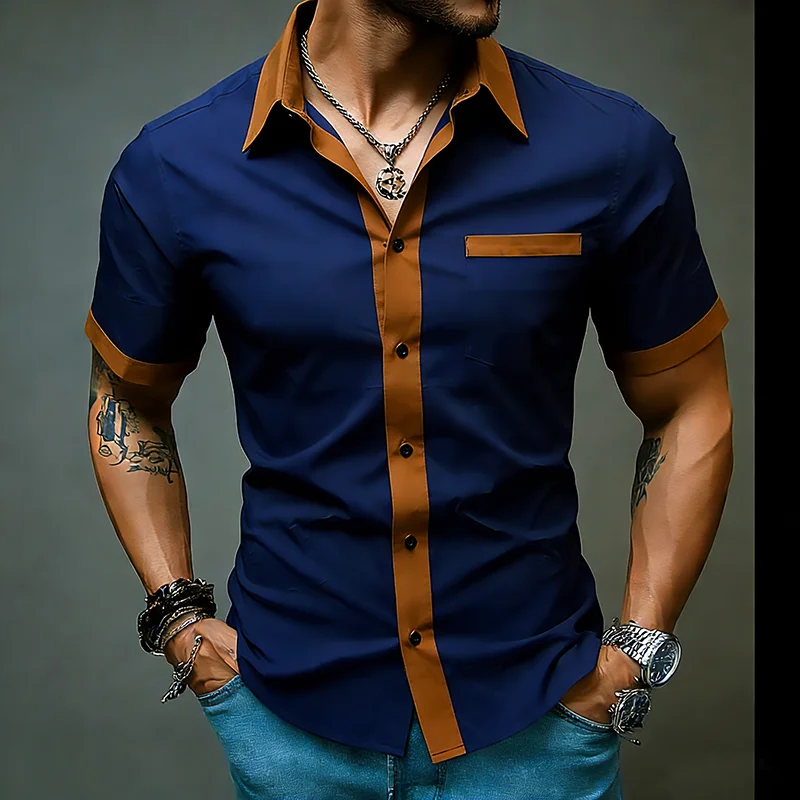 Patchwork Color Shirts for Man Summer Short Sleeve Streetwear Vintage Mens Pocket Designer Camisas Social Western Work Shirts
Patchwork Color Shirts for Man Summer Short Sleeve Streetwear Vintage Mens Pocket Designer Camisas Social Western Work Shirts