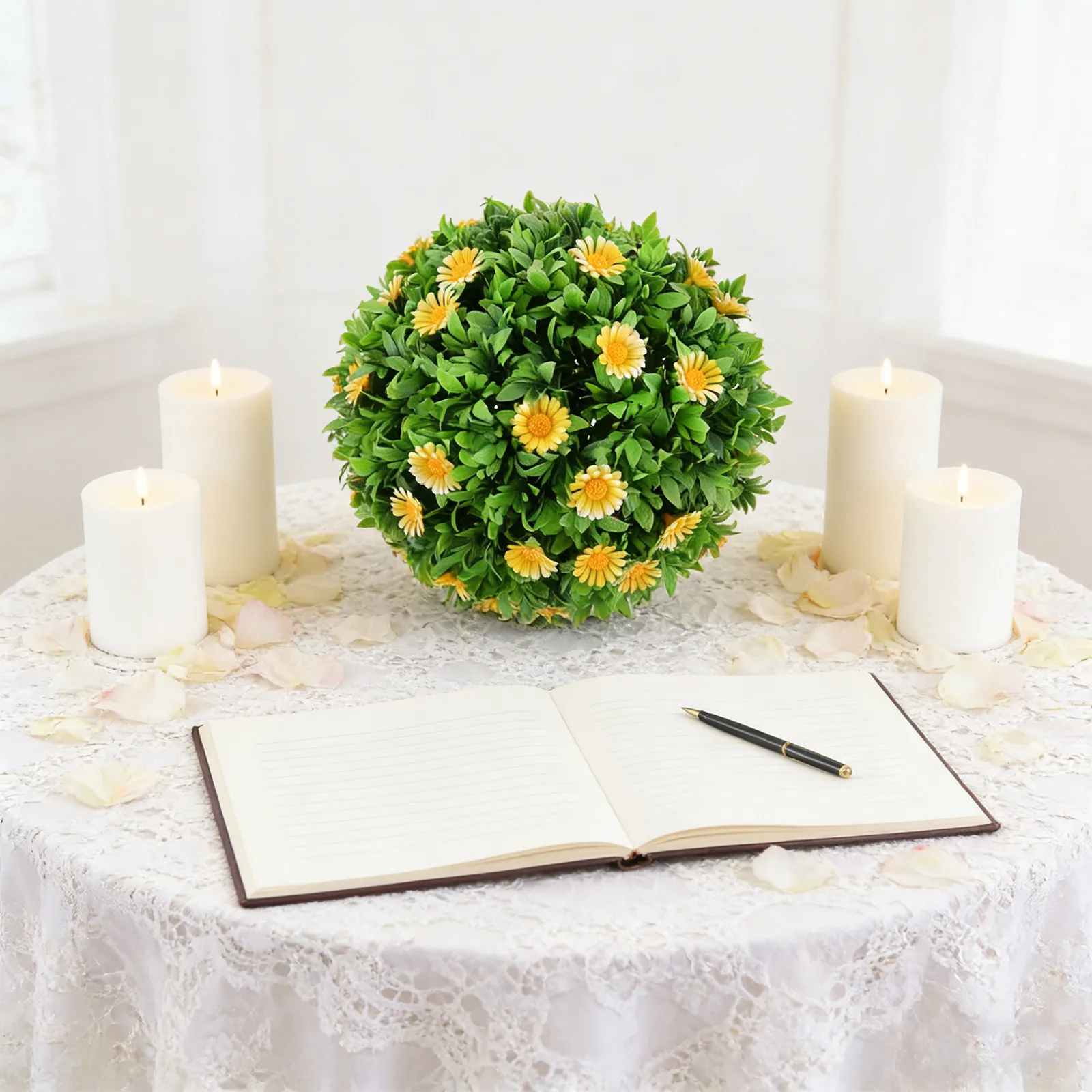 Искусственный топиарий-шар 11,8 дюйма: реалистичные имитации маргариток и зелени для свадеб, вечеринок, домашнего декора, центральных композиций.
Искусственный топиарий-шар 11,8 дюйма: реалистичные имитации маргариток и зелени для свадеб, вечеринок, домашнего декора, центральных композиций.