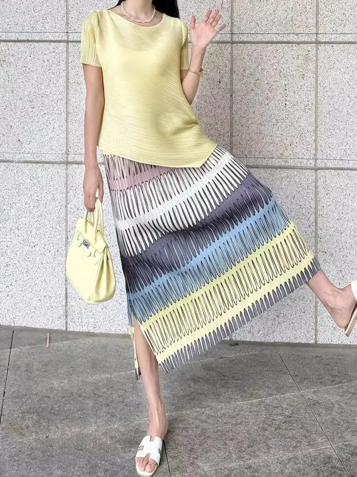 Casual Folded Design Handmade Pleated Slimming Versatile Top Set Summer New Style for Ladies Polyester Fiber mid Waist H Type
Casual Folded Design Handmade Pleated Slimming Versatile Top Set Summer New Style for Ladies Polyester Fiber mid Waist H Type
