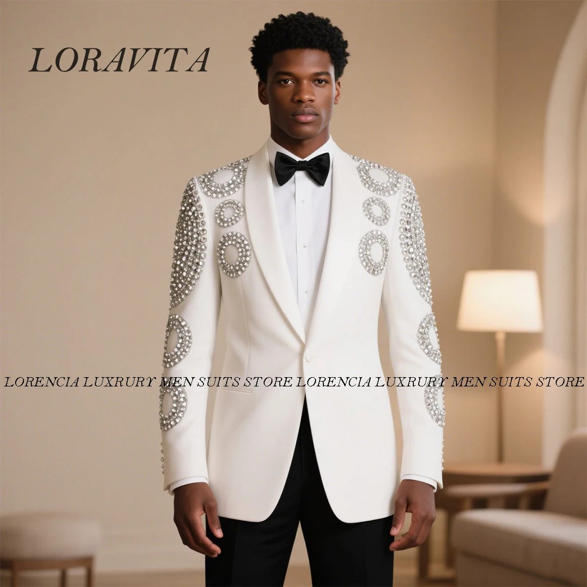 Customized Sparkly Sequins Lapel Men Suit 2 Pieces Sets Groom Male Blazers Wedding Tuxedos Luxury Diamond Ornament Ropa hombre
Customized Sparkly Sequins Lapel Men Suit 2 Pieces Sets Groom Male Blazers Wedding Tuxedos Luxury Diamond Ornament Ropa hombre