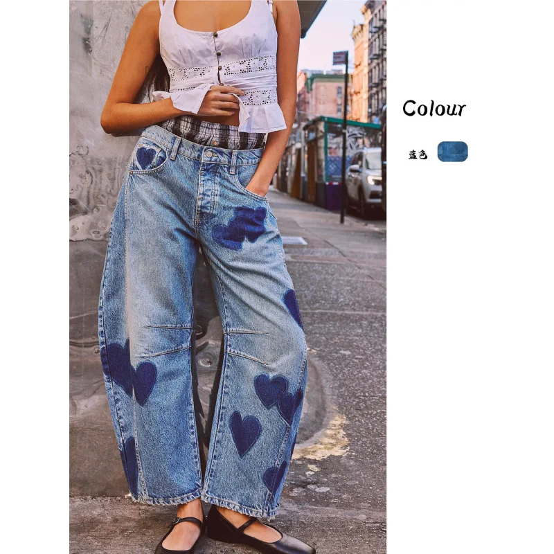 24New Early Autumn Style Heart Print Loose Wide-Leg Street Mid-Waist Jeans Women16849
24New Early Autumn Style Heart Print Loose Wide-Leg Street Mid-Waist Jeans Women16849