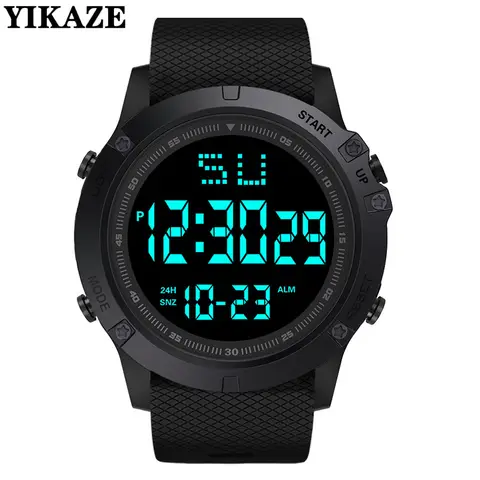 Reloj deportivo multifunción para hombre y niño, pulsera Digital LED luminosa, resistente al agua, esfera grande, electrónica para estudiantes
