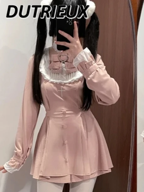 Lolita Sweet Bow Shirt Dress and Base Shorts Outfits Mine Lace Black Long Sleeve Embroidered Cinched Patchwork Mass-Produced
Lolita Sweet Bow Shirt Dress and Base Shorts Outfits Mine Lace Black Long Sleeve Embroidered Cinched Patchwork Mass-Produced