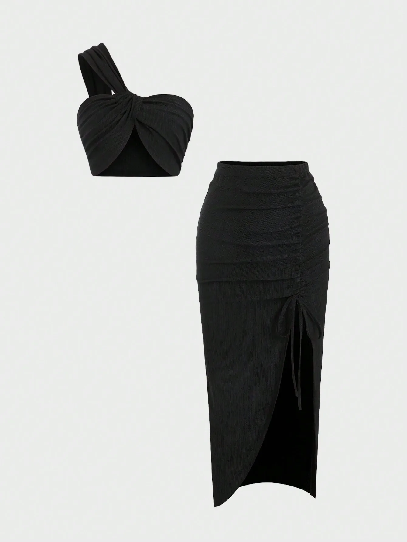 Sweetra, комплект из 2 предметов: летний сексуальный укороченный топ с асимметричным вырезом и плиссированная юбка-обертка с разрезом
Sweetra, комплект из 2 предметов: летний сексуальный укороченный топ с асимметричным вырезом и плиссированная юбка-обертка с разрезом