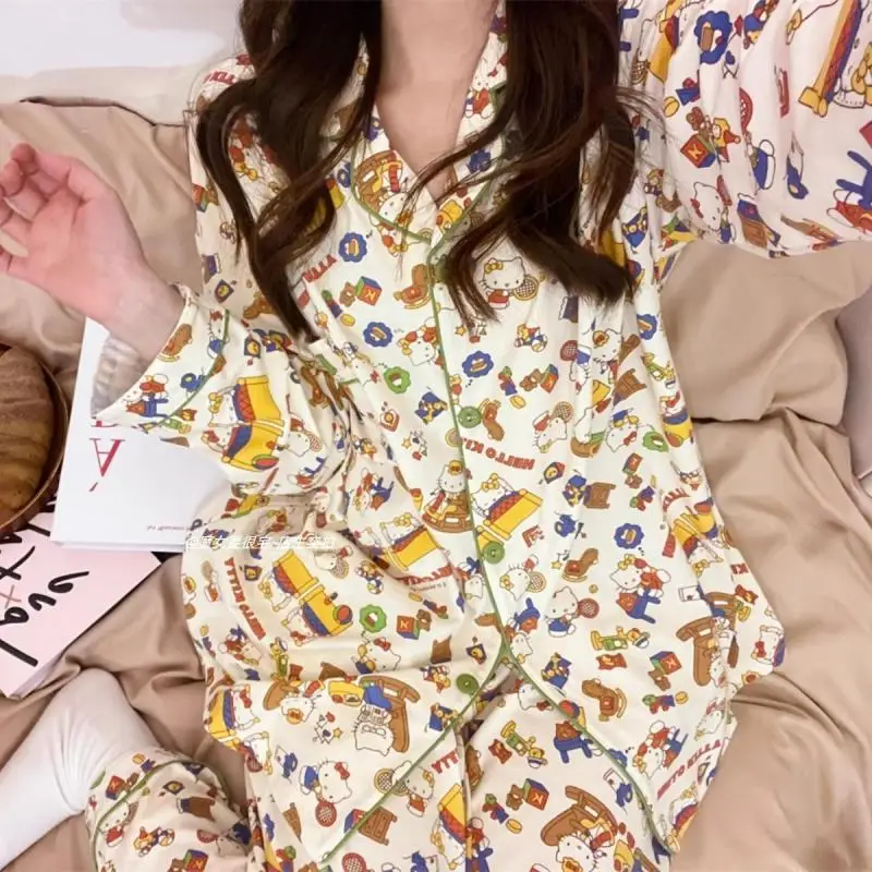 Горячий женский кардиган Sanrio, весенние брюки с длинными рукавами, одежда для отдыха, костюм Kawaii Hello Kitty Comic Go Out, студенческий пижамный комплект
Горячий женский кардиган Sanrio, весенние брюки с длинными рукавами, одежда для отдыха, костюм Kawaii Hello Kitty Comic Go Out, студенческий пижамный комплект