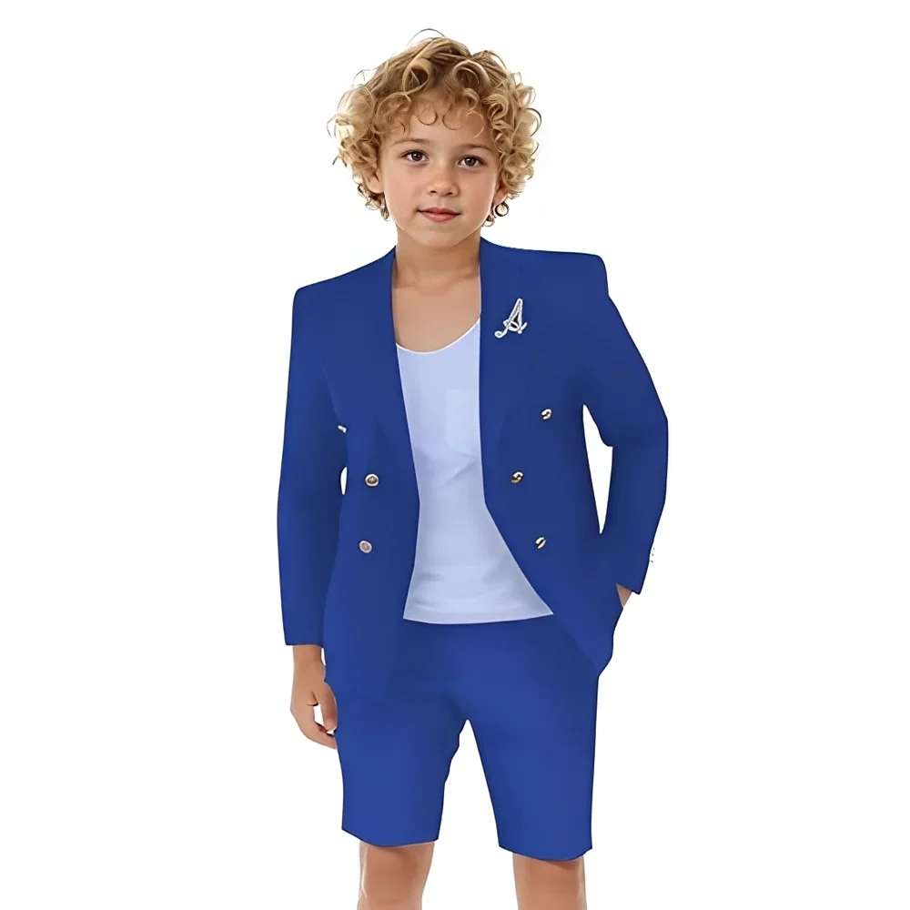 Boys Shorts Suit for Summer Wedding Tuxedo 2 Piece Blazer Pants Slim Fit Double Breasted Beach Kids Formal Suit Outfit
Boys Shorts Suit for Summer Wedding Tuxedo 2 Piece Blazer Pants Slim Fit Double Breasted Beach Kids Formal Suit Outfit