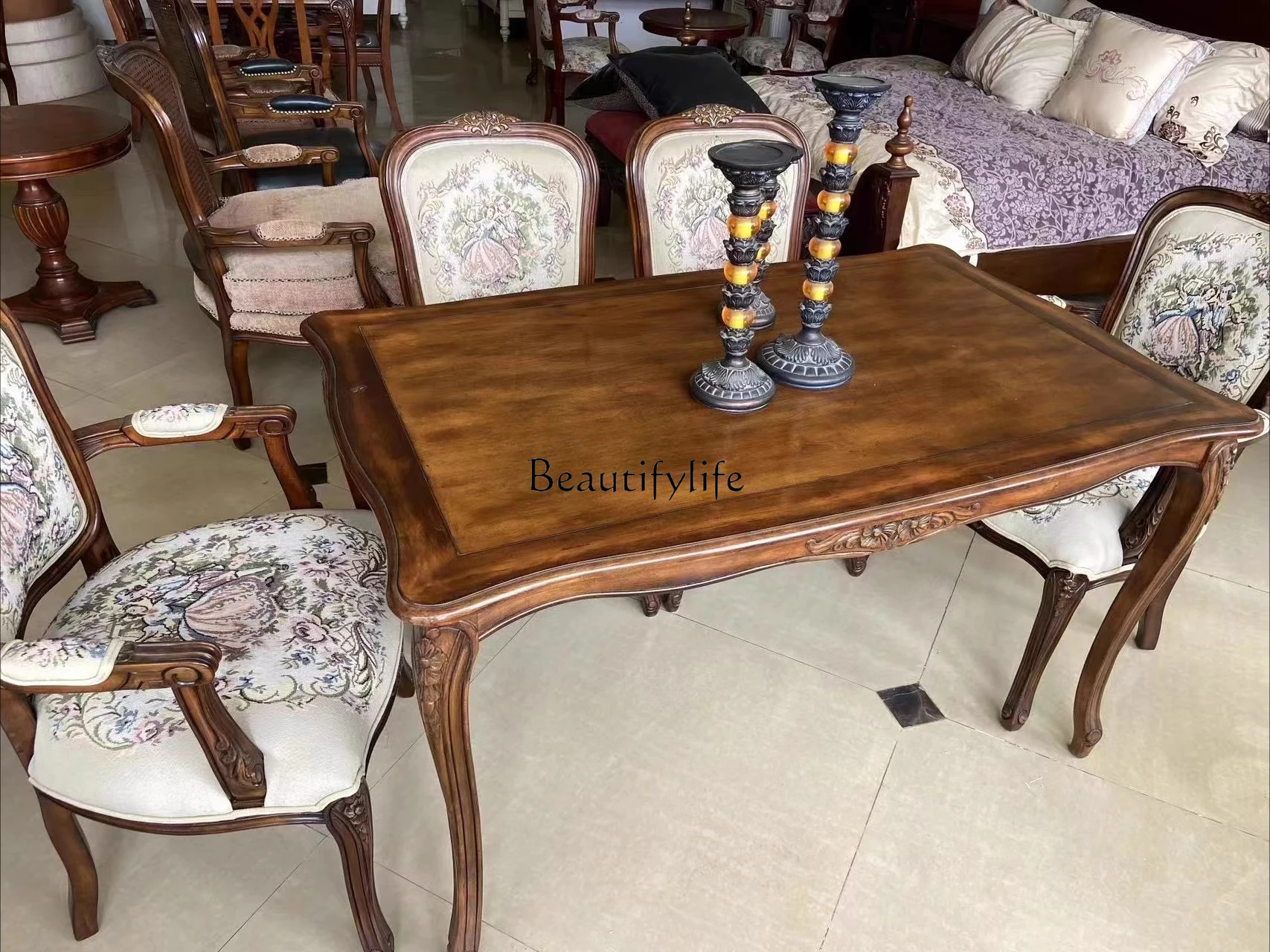03.Foreign trade export American rural long dining table 1.3 meters, dining chairs for many people
03.Foreign trade export American rural long dining table 1.3 meters, dining chairs for many people