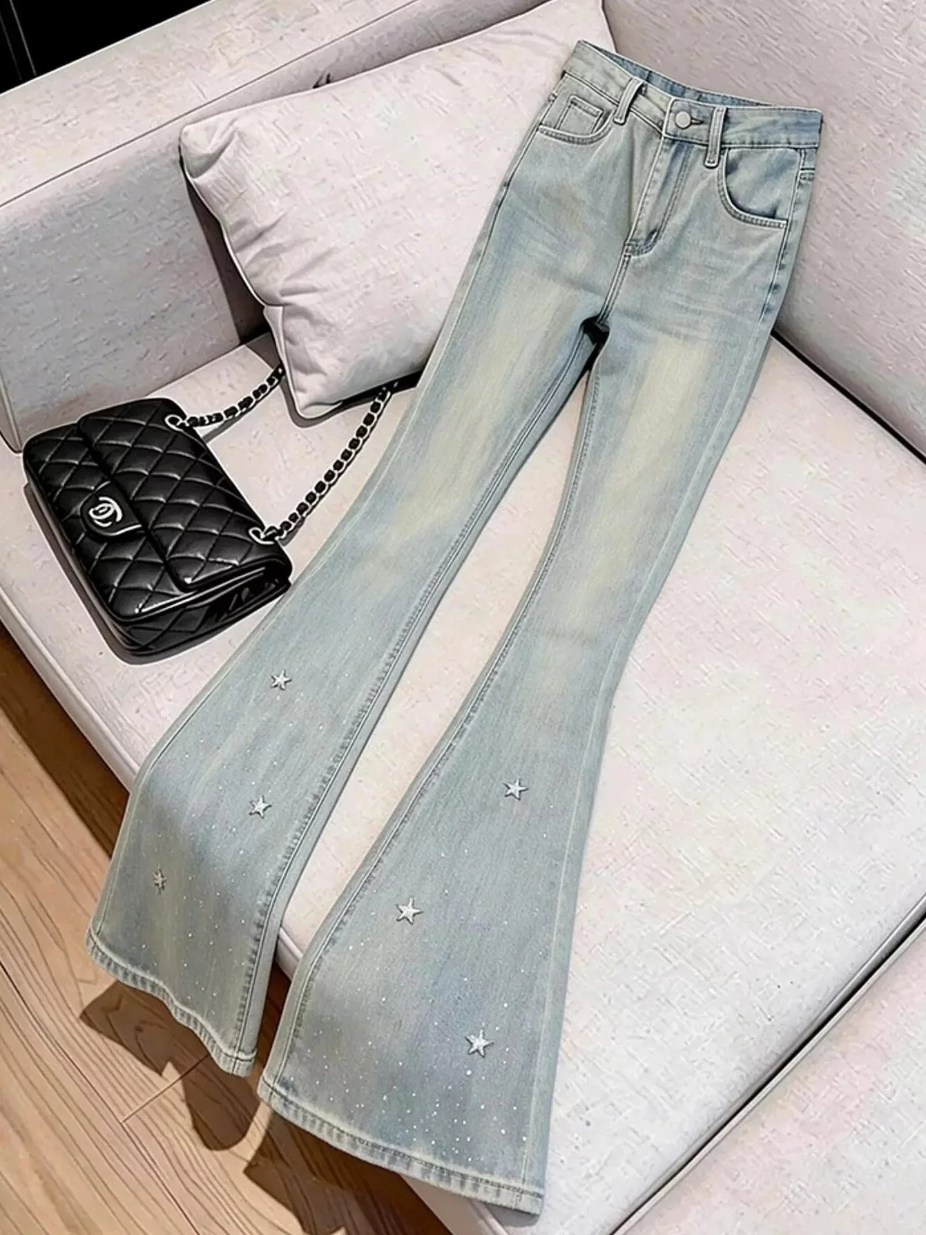 High Waist Slim Fit Denim Jeans Women's plus Size Summer High Elasticity Star Rhinestone Micro Flared Long Trousers
High Waist Slim Fit Denim Jeans Women's plus Size Summer High Elasticity Star Rhinestone Micro Flared Long Trousers