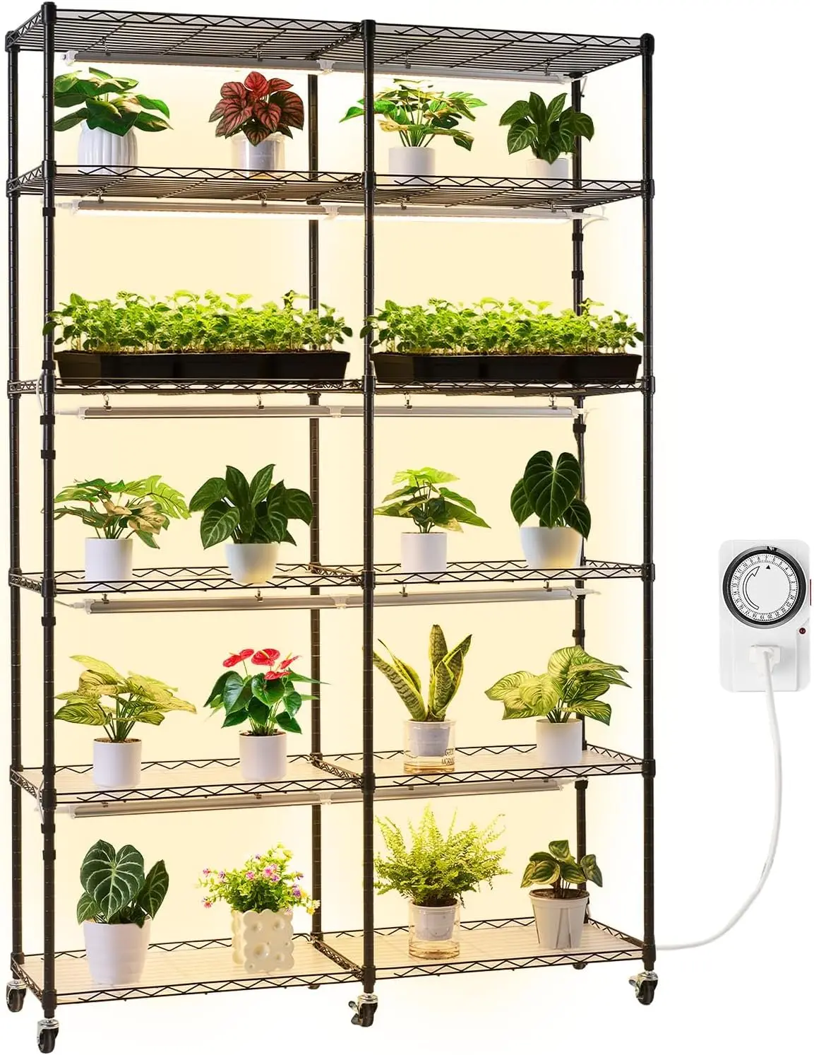 s Display Rack with Wheels & Timer, 200W Full Spectrum Grow Lights, Metal Flower Pot Holder for Seed Starting
s Display Rack with Wheels & Timer, 200W Full Spectrum Grow Lights, Metal Flower Pot Holder for Seed Starting