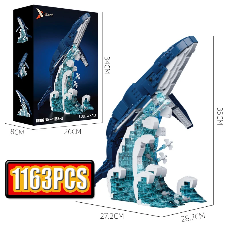 1163PCS Blue Whale Building Blocks Set Articulated Joint Wave Base Ocean Animal Scene Model Bricks for Desktop Ornament Toy
1163PCS Blue Whale Building Blocks Set Articulated Joint Wave Base Ocean Animal Scene Model Bricks for Desktop Ornament Toy