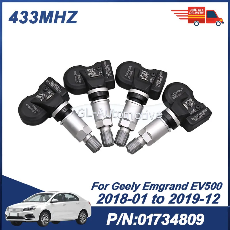 4PCS TPMS Sensor 01734809 Tire Pressure Sensor For Geely EMGRAND EV500 2018-2019 433MHZ
4PCS TPMS Sensor 01734809 Tire Pressure Sensor For Geely EMGRAND EV500 2018-2019 433MHZ