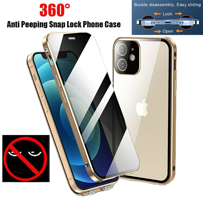 Anti Peeping Metal Phone Case for IPhone 16e 15 14 13 12 11 Pro Max 14 15 16 Plus 360 Degree Privacy Protection Magnetic Cover
Anti Peeping Metal Phone Case for IPhone 16e 15 14 13 12 11 Pro Max 14 15 16 Plus 360 Degree Privacy Protection Magnetic Cover