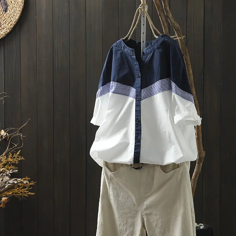 SuperAen Contrasting Color O-neck Striped Shirts Long Sleeves 2026 Spring New Loose and Casual Cotton Short-sleeved Fashion Tops
SuperAen Contrasting Color O-neck Striped Shirts Long Sleeves 2026 Spring New Loose and Casual Cotton Short-sleeved Fashion Tops