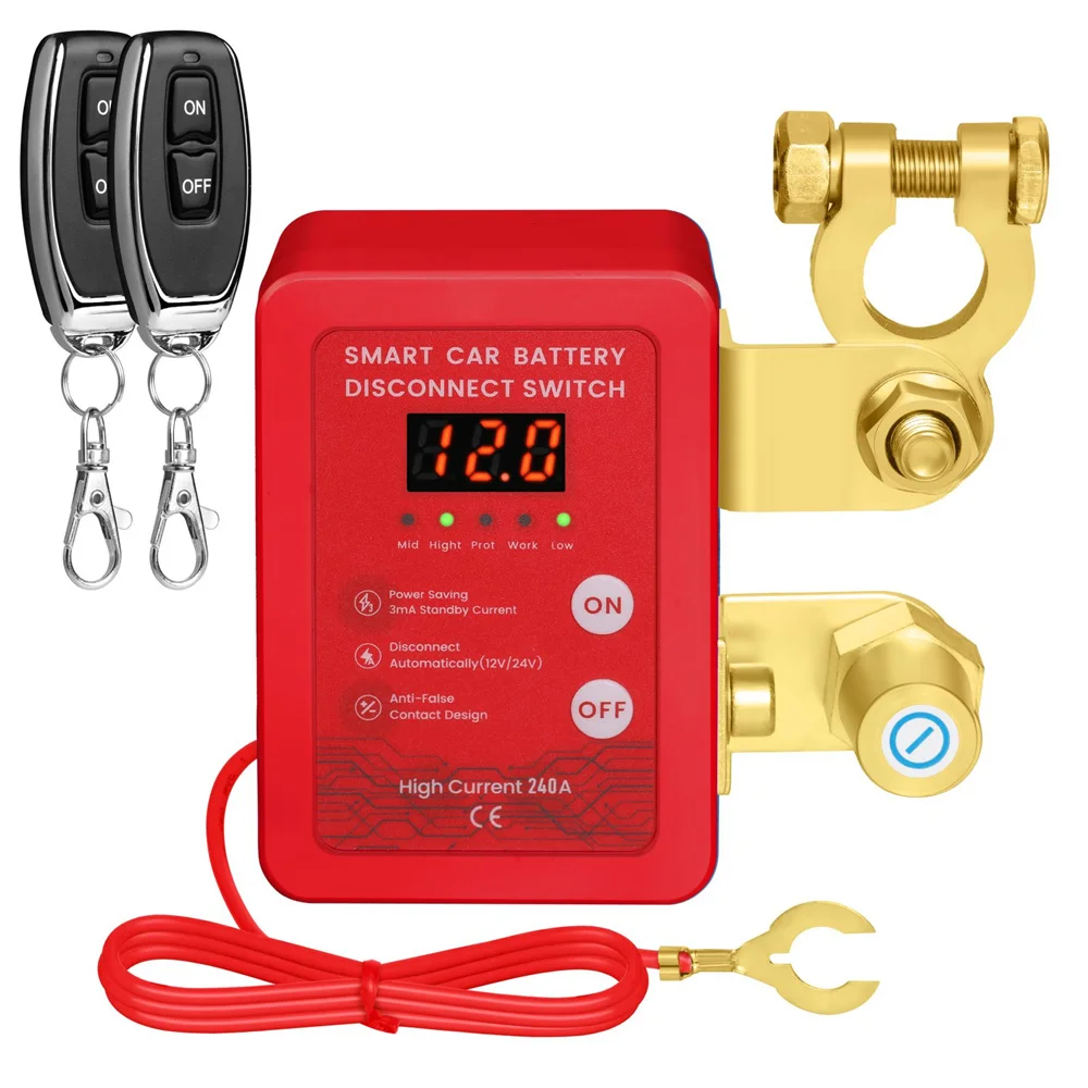 240A Kill Switch 12V Remote Battery Disconnect Switch with Led Voltage Display Automatic Power Shut Off Switch for Auto
240A Kill Switch 12V Remote Battery Disconnect Switch with Led Voltage Display Automatic Power Shut Off Switch for Auto