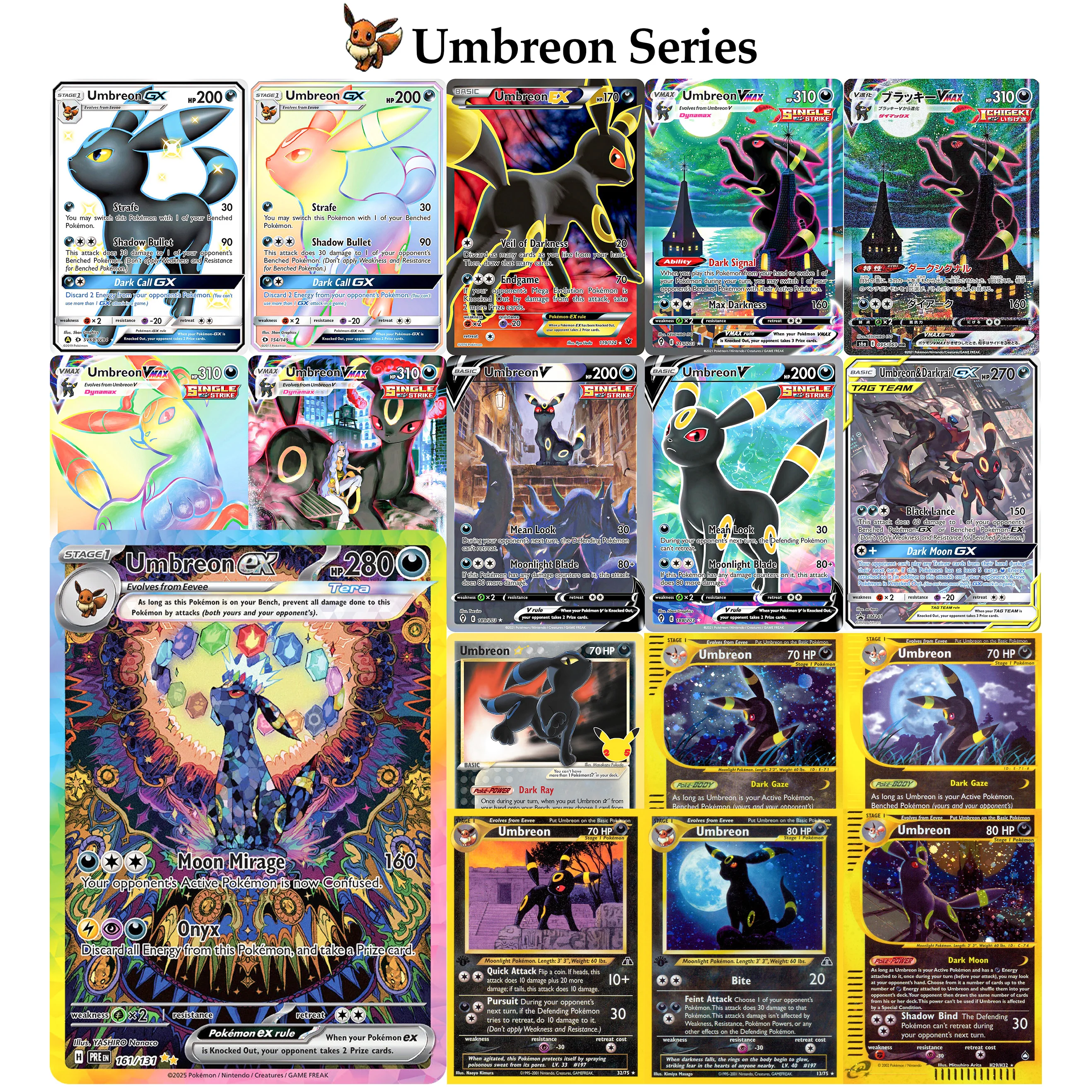 PTCG PKM Umbreon Series Collection Card Prismatic Evolutions (PRE)161 VMAX Evolving Skies (EVS) TCG Proxy Cards Gift Toy
PTCG PKM Umbreon Series Collection Card Prismatic Evolutions (PRE)161 VMAX Evolving Skies (EVS) TCG Proxy Cards Gift Toy