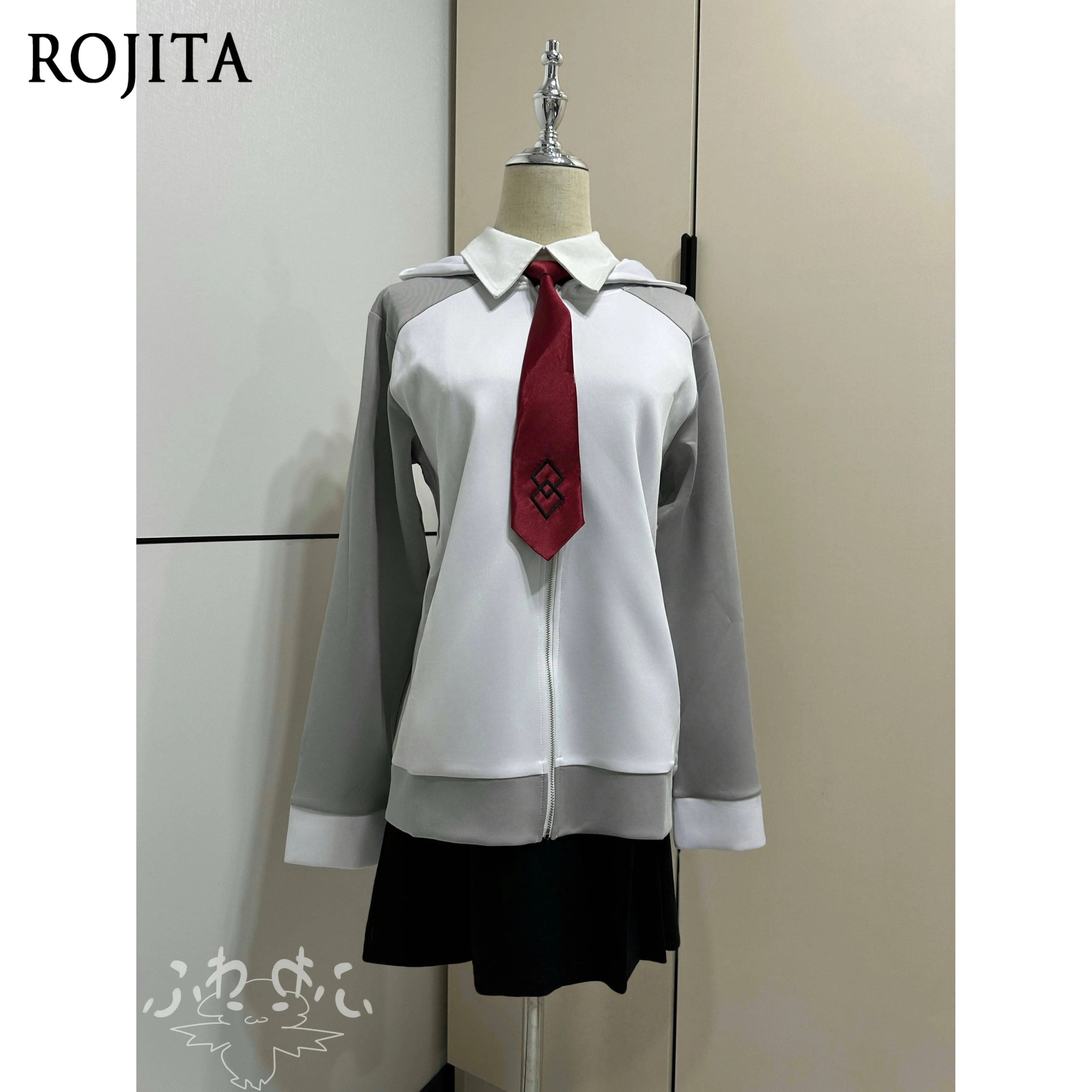 Костюм для косплея, комплект с отложным воротником, без рукавов, облегающий галстук, украшение, черное платье, серая куртка на молнии с длинными рукавами и цветными блоками
Костюм для косплея, комплект с отложным воротником, без рукавов, облегающий галстук, украшение, черное платье, серая куртка на молнии с длинными рукавами и цветными блоками