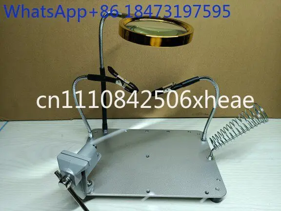 Circuit board soldering workbench, bench vise clamps, magnifying glass handmade for enthusiasts repairing electronic components
Circuit board soldering workbench, bench vise clamps, magnifying glass handmade for enthusiasts repairing electronic components