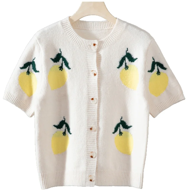 2025 Autumn New Mango Pattern Knitted Sweater Fashionable Casual Short-sleeved Button Sweater for Women
2025 Autumn New Mango Pattern Knitted Sweater Fashionable Casual Short-sleeved Button Sweater for Women