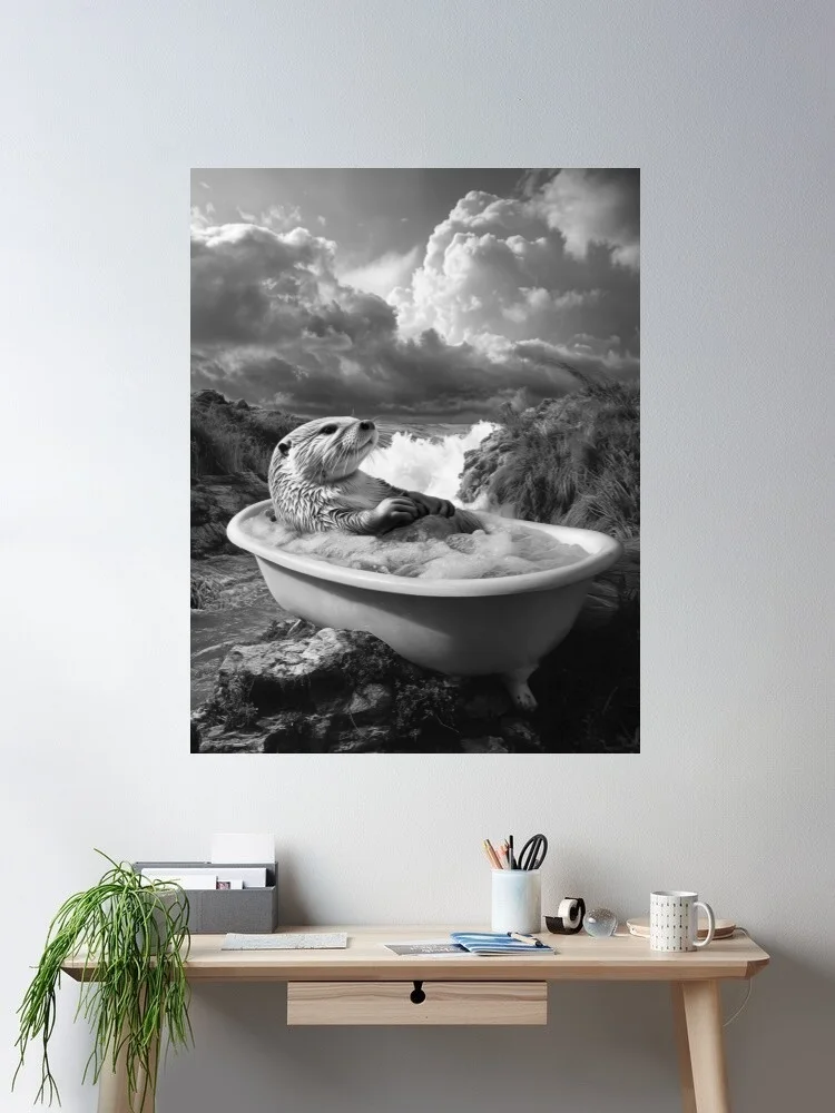 Otter Bath Riverbank Bathtub Bubble Bath Surreal Canvas POSTER ,Home Decor Wall art painting
Otter Bath Riverbank Bathtub Bubble Bath Surreal Canvas POSTER ,Home Decor Wall art painting