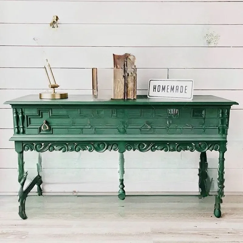 French retro solid wood carving flower porch cabinet living room green decorative cabinet locker home display cabinet
French retro solid wood carving flower porch cabinet living room green decorative cabinet locker home display cabinet