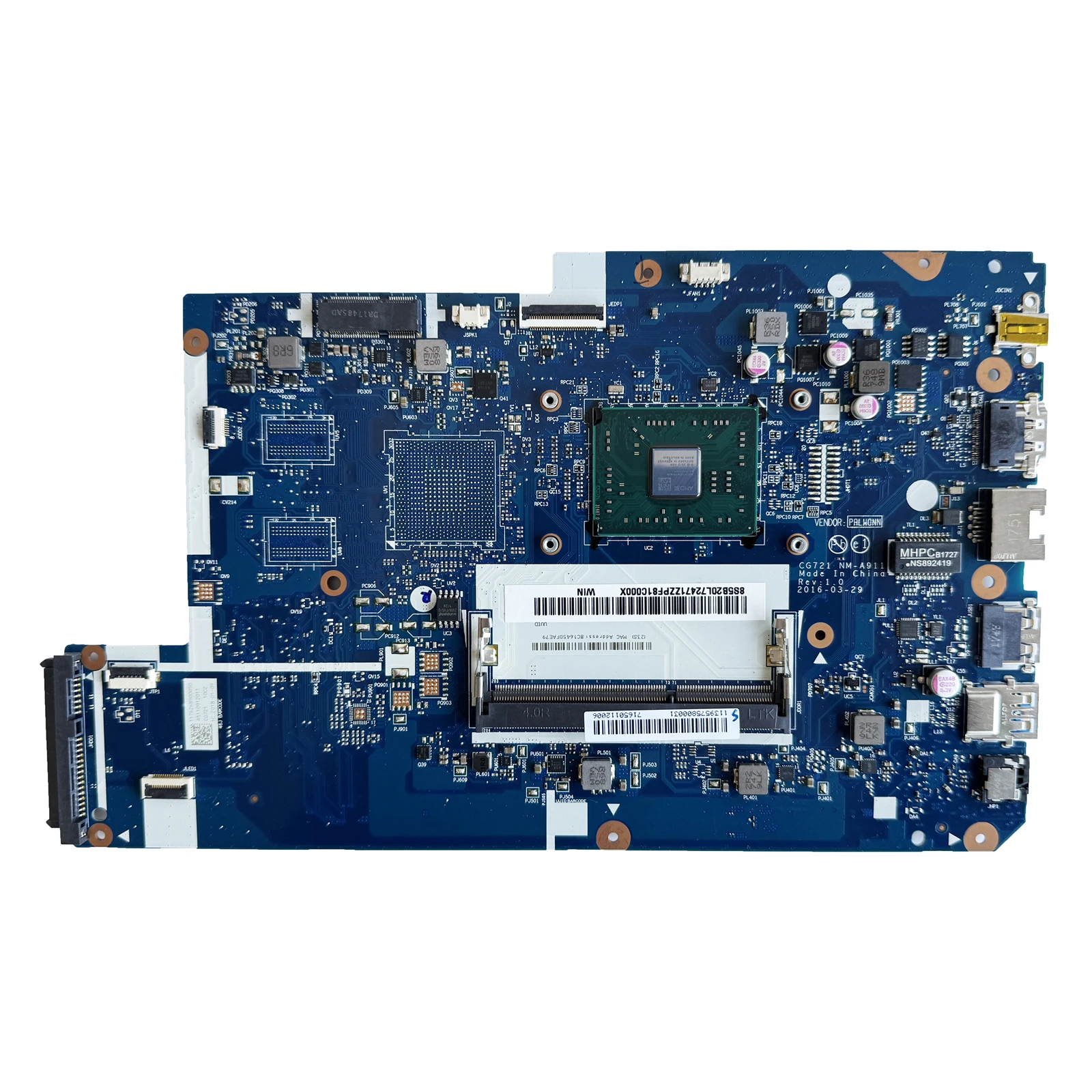 5B20L72471 используется для материнской платы Lenovo Ideapad 110-17ACL CG721 NM-A911 со слотом для памяти A6-7310 UMA DDR4, 100% тестирование
5B20L72471 используется для материнской платы Lenovo Ideapad 110-17ACL CG721 NM-A911 со слотом для памяти A6-7310 UMA DDR4, 100% тестирование