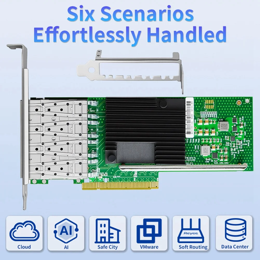 X8 LAN Ethernet Card X710-DA4 Pcie Quad Port 10 Gigabit SFP+ Fiber NIC Network Adapter For Esxi For NAS Freenas For Server
X8 LAN Ethernet Card X710-DA4 Pcie Quad Port 10 Gigabit SFP+ Fiber NIC Network Adapter For Esxi For NAS Freenas For Server