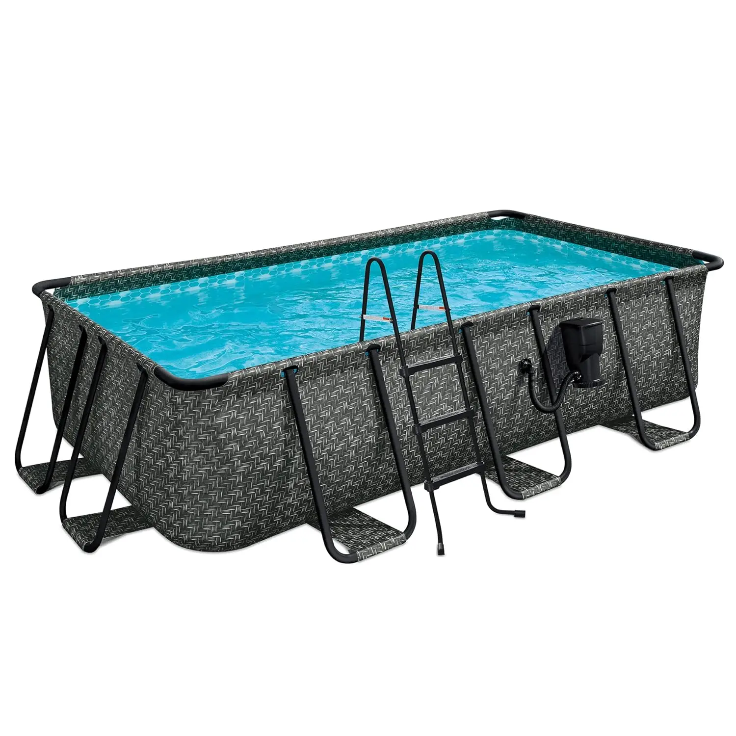 13x7ft Rectangular Above Ground Swimming Pool with 800 GPH Filter Pump & Ladder, Dark Herringbone, Custom
13x7ft Rectangular Above Ground Swimming Pool with 800 GPH Filter Pump & Ladder, Dark Herringbone, Custom