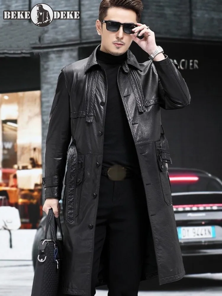 Cowhide Genuine Leather Mens Trench Single Breasted Slim Fit Business Casual Long Coat Black Vintage Windbreakers Plus Size 5XL
Cowhide Genuine Leather Mens Trench Single Breasted Slim Fit Business Casual Long Coat Black Vintage Windbreakers Plus Size 5XL