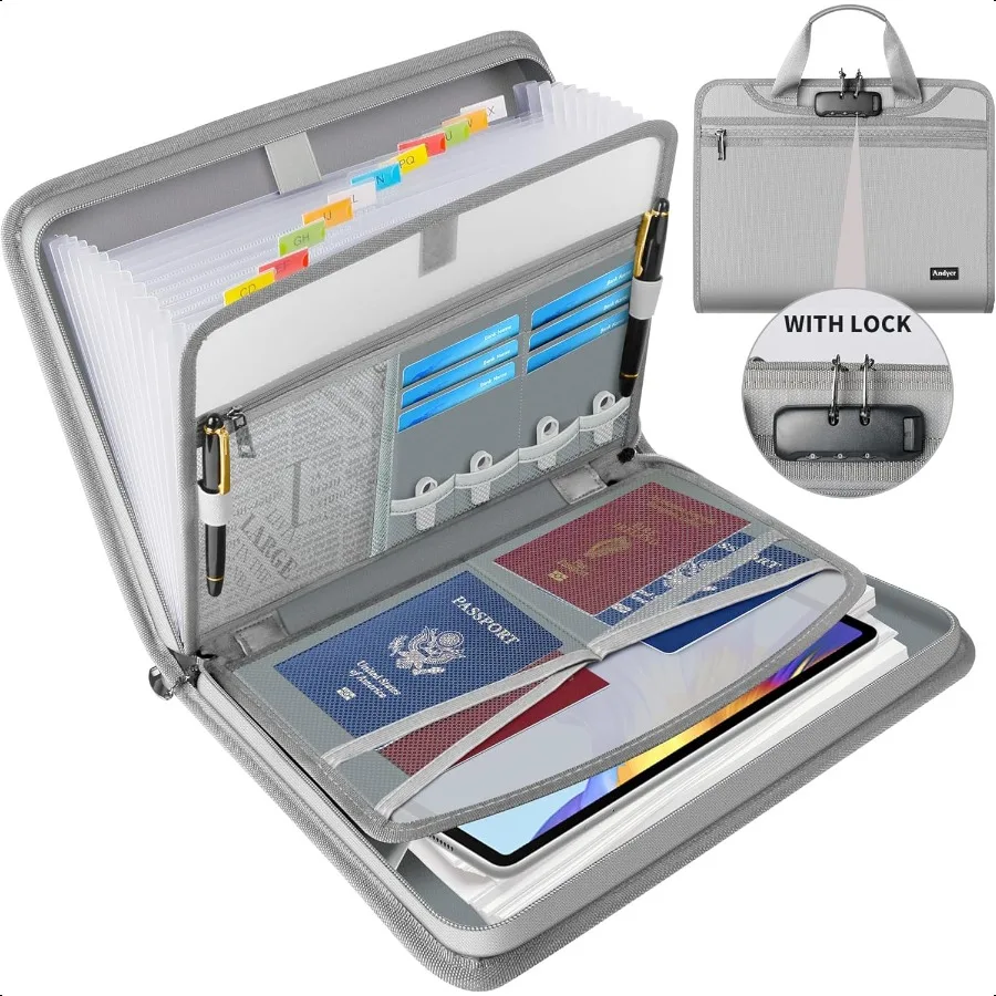 Accordion File Organizer with Lock Fireproof Expanding File Folder with Tabs 13 Pockets Important Document Organizer with Handl
Accordion File Organizer with Lock Fireproof Expanding File Folder with Tabs 13 Pockets Important Document Organizer with Handl
