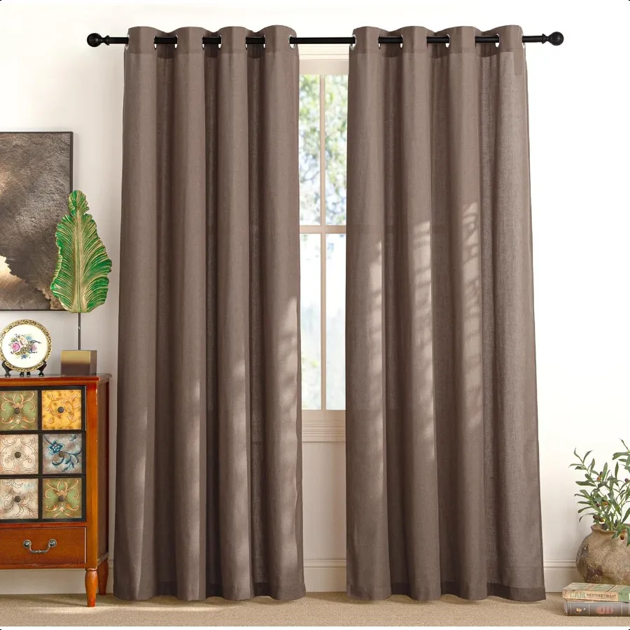 Linen Brown Curtains 84 inch Long Grommet Privacy Added Thick Flax Window Treatments with Light Filtering Drapes for Bedroom Fa
Linen Brown Curtains 84 inch Long Grommet Privacy Added Thick Flax Window Treatments with Light Filtering Drapes for Bedroom Fa