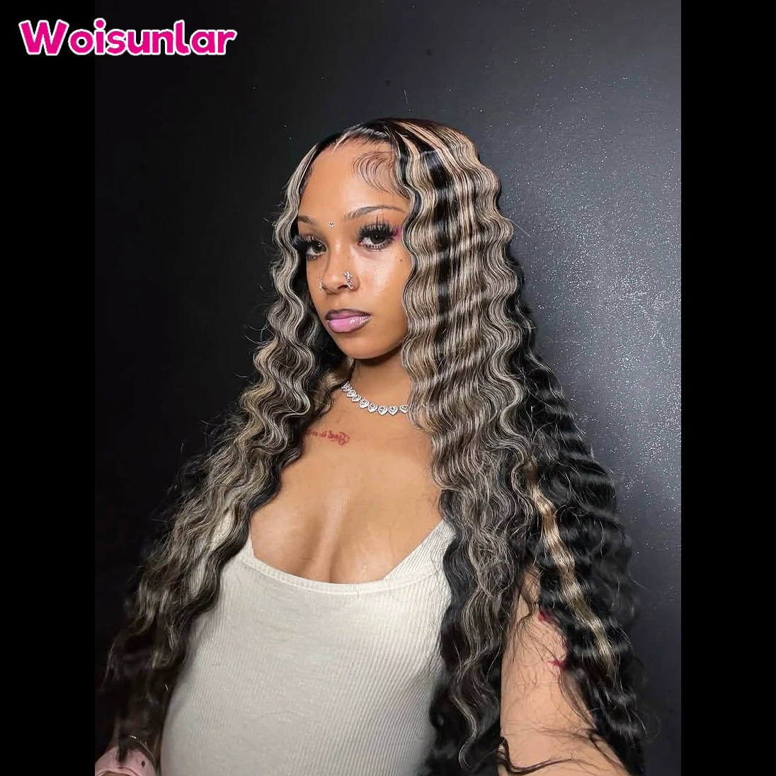 36 inches Highlight 613 and Black lace Front Human Hair Wigs deep wave Black women13x4 Transparent Lace Natural 100% Human hair
36 inches Highlight 613 and Black lace Front Human Hair Wigs deep wave Black women13x4 Transparent Lace Natural 100% Human hair