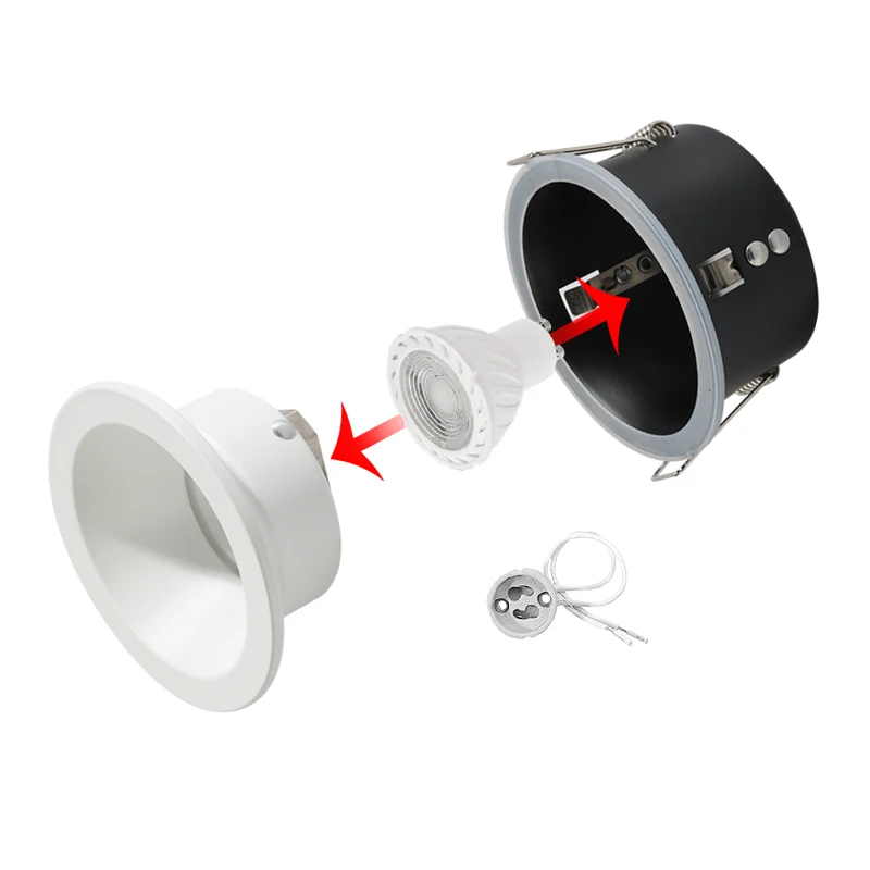 Recessed LED Ceiling spotlight Frame Round GU10 Fixture Holders no Adjustable Spot Light light bases Fitting
Recessed LED Ceiling spotlight Frame Round GU10 Fixture Holders no Adjustable Spot Light light bases Fitting