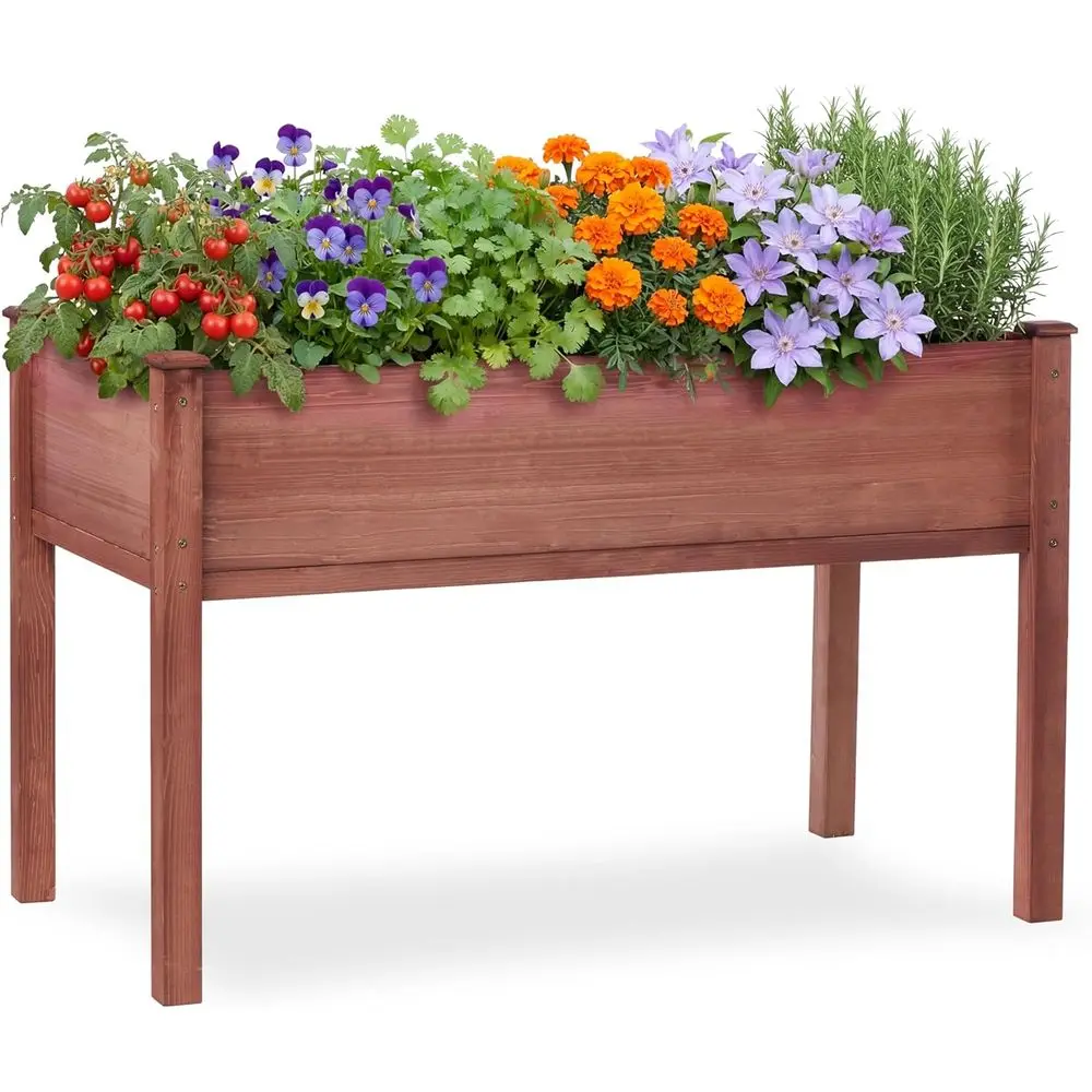 48x24x30-inch Outdoor Elevated Wood Garden Bed with Legs and Liner
48x24x30-inch Outdoor Elevated Wood Garden Bed with Legs and Liner