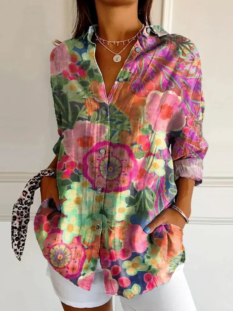Spring Large Size Europe Art Boho Pattern Printed Button Up Shirts Loose Casual Women Y2K Flower Blouse Frence Daily Niche Tops
Spring Large Size Europe Art Boho Pattern Printed Button Up Shirts Loose Casual Women Y2K Flower Blouse Frence Daily Niche Tops
