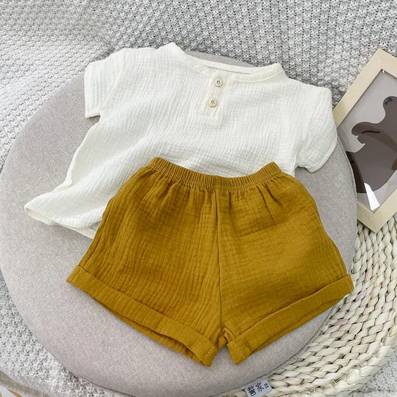 2023 Summer New Simplicity Cotton Thin Kids Clothes Boys Round Neck Short Sleeve Spliced Button Solid Color Japanese Two Pieces
2023 Summer New Simplicity Cotton Thin Kids Clothes Boys Round Neck Short Sleeve Spliced Button Solid Color Japanese Two Pieces