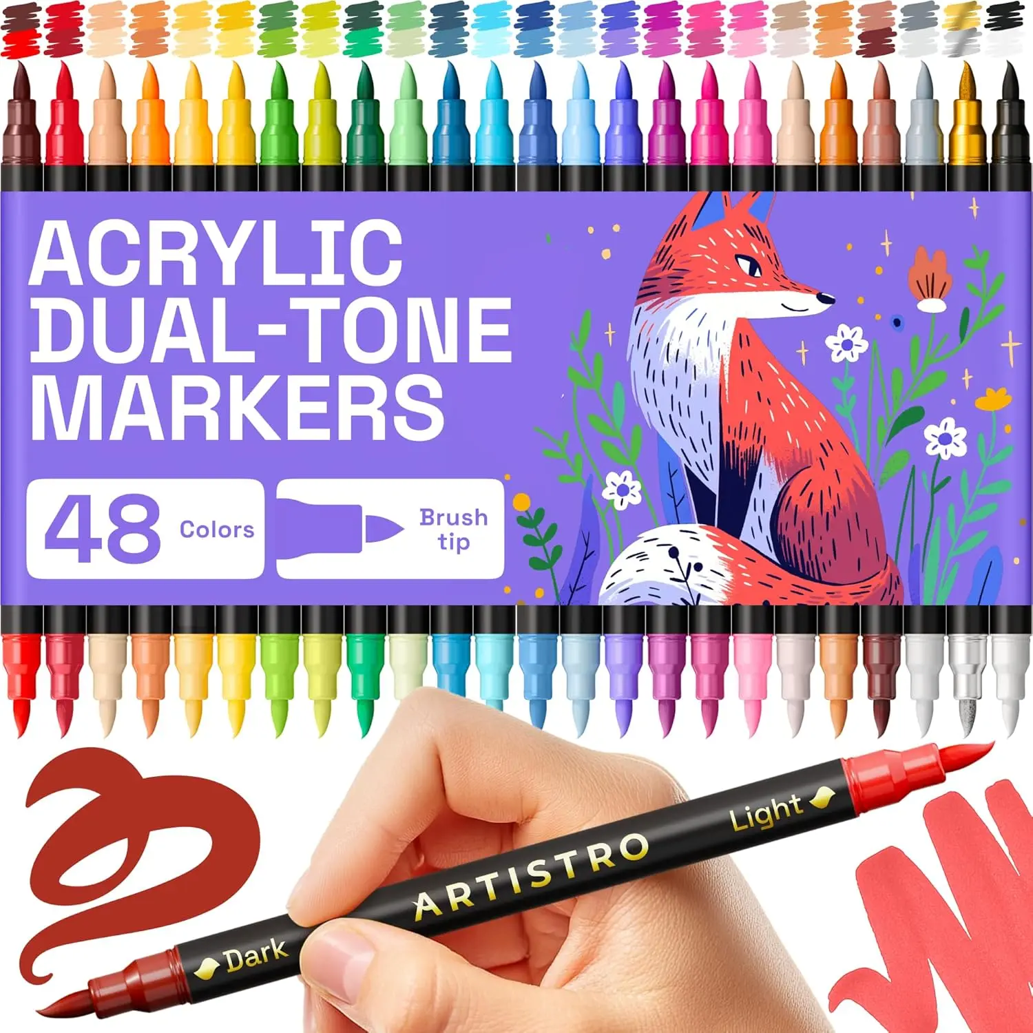 48 Colors Acrylic Paint Markers - Dual Tip Pens for Rock, Glass, Fabric & More
48 Colors Acrylic Paint Markers - Dual Tip Pens for Rock, Glass, Fabric & More