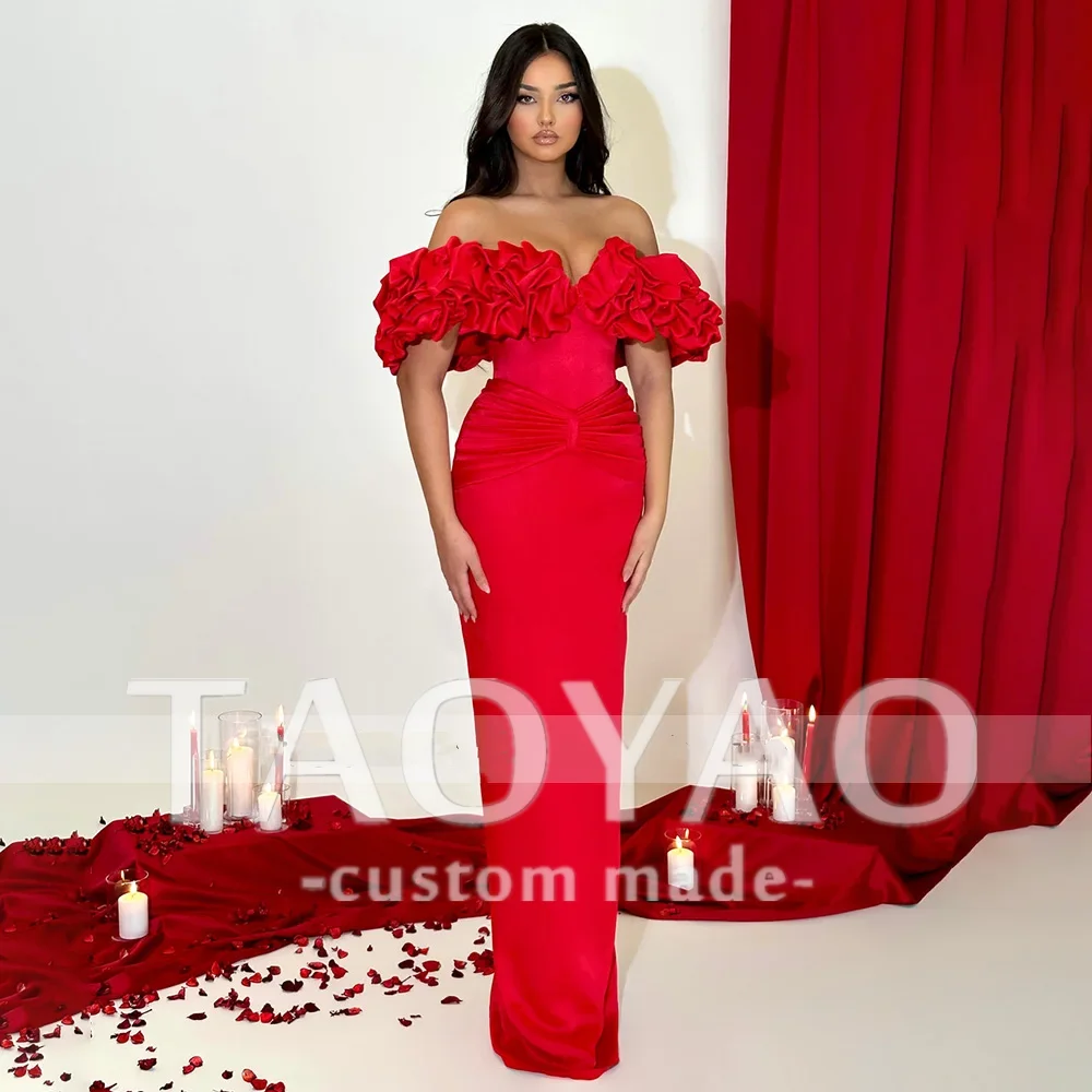 Luxury Evening Dress Red Off the Shoulder Satin Mermaid Women's Evening Gowns Long Backless Pleats Lace Up Formal Prom Dresses
Luxury Evening Dress Red Off the Shoulder Satin Mermaid Women's Evening Gowns Long Backless Pleats Lace Up Formal Prom Dresses