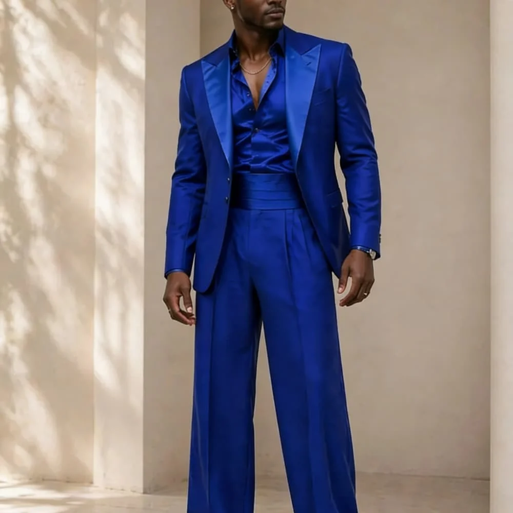 Gwenhwyfar Hot Sale Blue Satin Suit Formal Groom Groomsman Wedding Party Prom Business Male Tuxedos 2 Piece Set Jacket Pant
Gwenhwyfar Hot Sale Blue Satin Suit Formal Groom Groomsman Wedding Party Prom Business Male Tuxedos 2 Piece Set Jacket Pant