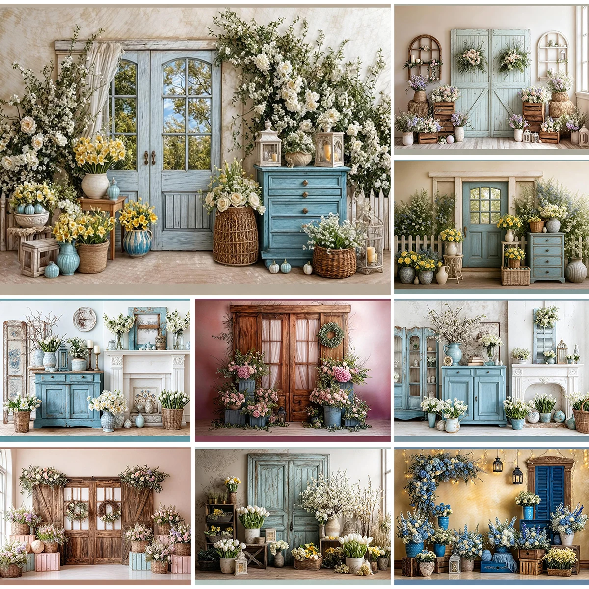 Spring Flowers With Wooden Door and Cabinet Backdrop Kids Adult Photography Props Child Baby Photocall Backgrounds
Spring Flowers With Wooden Door and Cabinet Backdrop Kids Adult Photography Props Child Baby Photocall Backgrounds