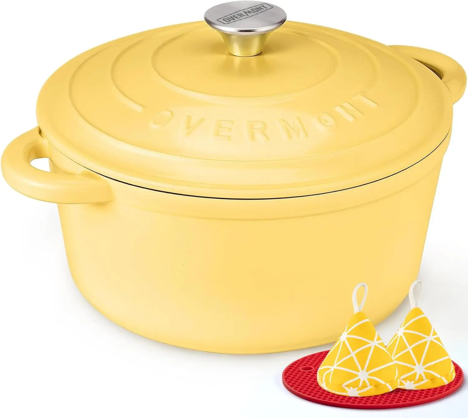 5.5QT Enameled Cast Iron Dutch Oven with Lid, Cookbook & Potholders - Heavy-Duty for Braising, Stews, Roasting, Sourdough Baking, Goose Yellow
5.5QT Enameled Cast Iron Dutch Oven with Lid, Cookbook & Potholders - Heavy-Duty for Braising, Stews, Roasting, Sourdough Baking, Goose Yellow